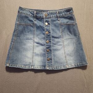American Rag Skirt Juniors Size 7 Blue Buttons & Pockets